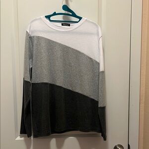 White and Gray Long Sleeve Lightweight Casual